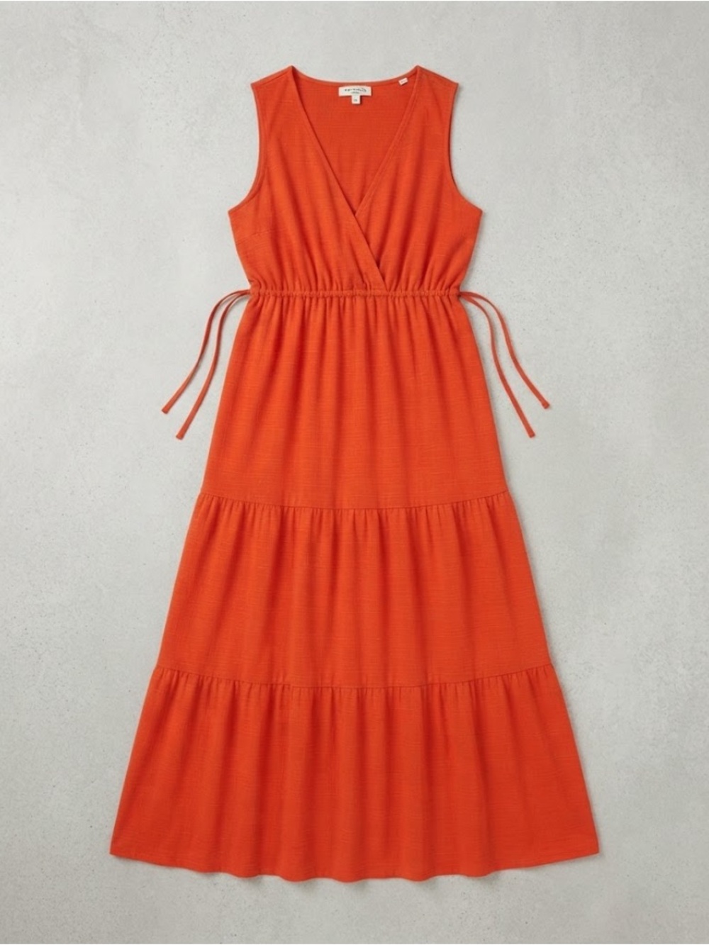 Max Studio Orange Sleeveless Tiered Maxi Dress with Drawstring